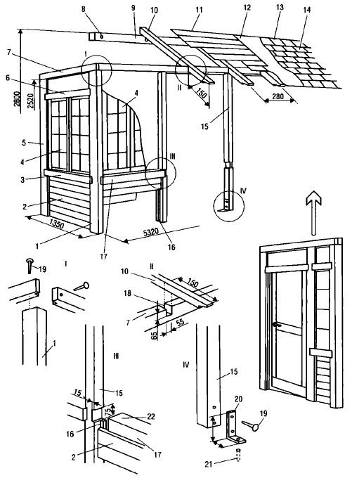 Схема постройки веранды к дому своими руками